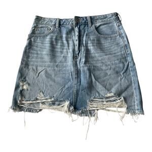 Hollister Womens Skirt Size 29 Ultra High Rise Denim Distressed Light Wash Skirt